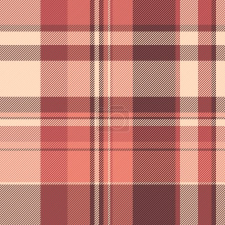 Illustration for Flowing pattern check plaid, prints background vector textile. Furniture fabric texture seamless tartan in red and peach puff colors. - Royalty Free Image