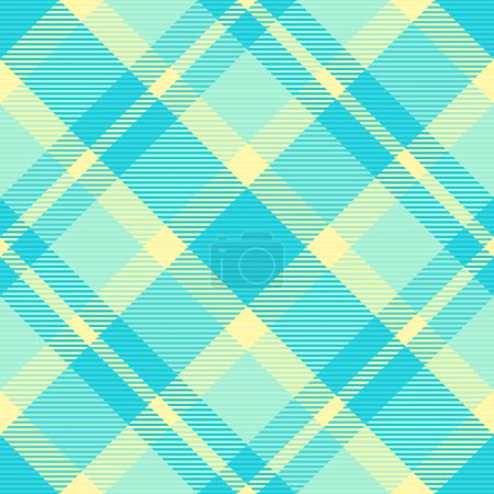 Illustration for Aqua check tartan background, azul seamless plaid textile. Irish fabric pattern texture vector in cyan and light color. - Royalty Free Image
