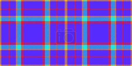 Vivid fabric tartan seamless, postcard plaid pattern texture. Poster textile check vector background in indigo and red color.