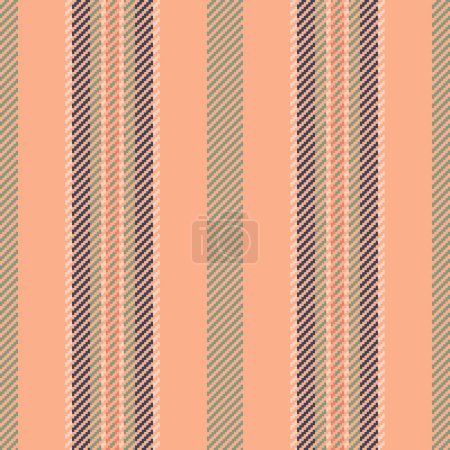 Illustration for Long fabric textile vector, row stripe vertical pattern. Attire texture lines seamless background in orange and pastel color. - Royalty Free Image