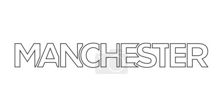 Illustration for Manchester city in the United Kingdom design features a geometric style vector illustration with bold typography in a modern font on white background. - Royalty Free Image