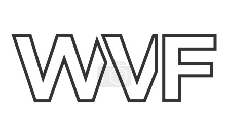 Ilustración de Plantilla de diseño de logotipo WVF con texto en negrita fuerte y moderno. Logotipo vectorial inicial basado en tipografía simple y mínima. Identidad de empresa de moda. - Imagen libre de derechos