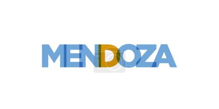Mendoza im argentinischen Emblem für Print und Web. Design mit geometrischem Stil, Vektorillustration mit kühner Typografie in moderner Schrift. Grafischer Slogan Schriftzug isoliert auf weißem Hintergrund.