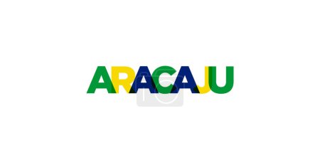 Aracaju in the Brasil emblem for print and web. Design features geometric style, vector illustration with bold typography in modern font. Graphic slogan lettering isolated on white background.