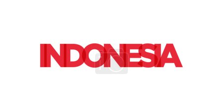 Indonesia emblem for print and web. Design features geometric style, vector illustration with bold typography in modern font. Graphic slogan lettering isolated on white background.