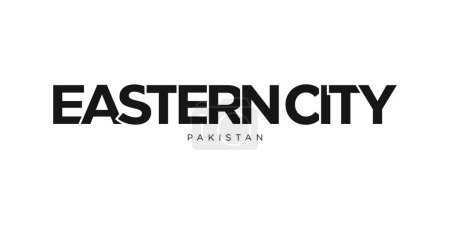 Eastern City in the Pakistan emblem for print and web. Design features geometric style, vector illustration with bold typography in modern font. Graphic slogan lettering isolated on white background.