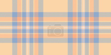 Illustration for Postcard vector texture background, africa plaid tartan pattern. Gentle check seamless fabric textile in orange and pastel color. - Royalty Free Image