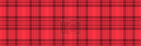 Colorful check plaid textile, national seamless tartan background. Uk texture fabric vector pattern in red colo.