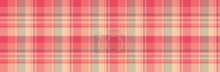 T-shirt seamless textile texture, royal check background fabric. Fibre pattern vector tartan plaid in red and orange color.