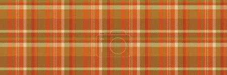 Illustration for Kitchen textile tartan texture, romance vector pattern background. Skirt check plaid seamless fabric in orange and yellow color. - Royalty Free Image