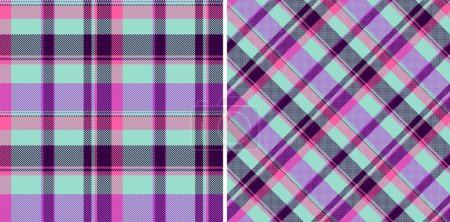 Textile pattern vector of tartan texture background with a fabric check seamless plaid set in neon colors.