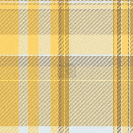 Illustration for Drawing check fabric pattern, harvest textile vector texture. Net seamless tartan background plaid in amber and sterling silver color. - Royalty Free Image