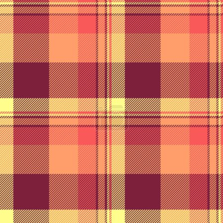 Schnittmuster Textur Hintergrund, Individualität nahtlose Vektor Tartan. Kanadisches Textil-Karo-Gewebe in rot und orange.