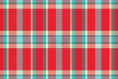 Illustration for Seamless texture check of plaid background vector with a textile pattern tartan fabric in red and light colors. - Royalty Free Image