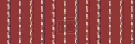 Verträumter Texturvektor aus Stoff, Oberflächenlinien nahtloser Hintergrund. Leistungsstreifen vertikales Textilmuster in roter und heller Farbe.