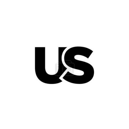 Lettre tendance U et S, modèle de conception de logo américain. Logotype initial à base de monogramme minimal pour l'identité de l'entreprise.