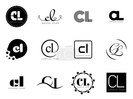 Vorlage für das CL-Logo der Firma. Buchstabe c und l Schriftzug. Setzen Sie verschiedene klassische Serifen-Schriftzüge und modernen fetten Text mit Gestaltungselementen. Schrifttypografie.