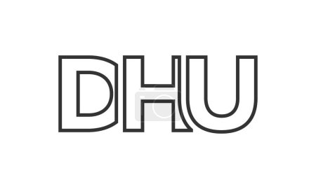 Ilustración de Plantilla de diseño de logotipo DHU con texto en negrita fuerte y moderno. Logotipo vectorial inicial basado en tipografía simple y mínima. Identidad de empresa de moda. - Imagen libre de derechos