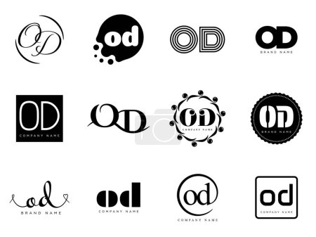 Vorlage für das OD Logo der Firma. Buchstabe o und d Schriftzug. Setzen Sie verschiedene klassische Serifen-Schriftzüge und modernen fetten Text mit Gestaltungselementen. Schrifttypografie.