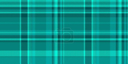 Bag plaid fabric pattern, page texture check seamless. Hippy textile vector background tartan in teal and cyan color.