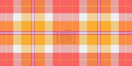 Illustration for Mother texture seamless textile, cloth background fabric tartan. Cell plaid vector pattern check in red and amber colors. - Royalty Free Image