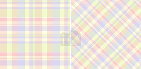 Background fabric plaid of tartan check seamless with a textile texture pattern vector. Set in rainbow colours of wide grid paper.