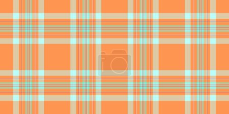 Illustration for 1960s fabric check tartan, november pattern vector textile. Give seamless background plaid texture in light and orange color. - Royalty Free Image