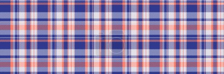 Geometric check texture background, canvas vector pattern seamless. Lady plaid textile tartan fabric in blue and light color.