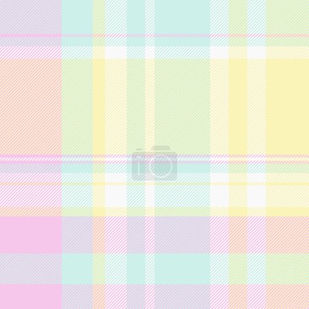Illustration for 1960s vector tartan pattern, model texture fabric seamless. Relief check plaid background textile in light and white colors. - Royalty Free Image