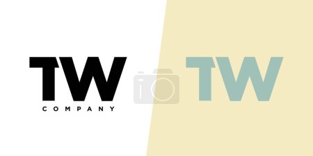 Ilustración de Letra T y W, plantilla de diseño de logotipo de TW. Logotipo mínimo basado en monograma inicial. - Imagen libre de derechos