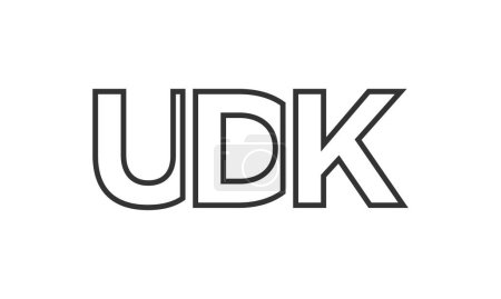 Ilustración de Plantilla de diseño de logotipo UDK con texto fuerte y moderno en negrita. Logotipo vectorial inicial basado en tipografía simple y mínima. Identidad de empresa de moda. - Imagen libre de derechos