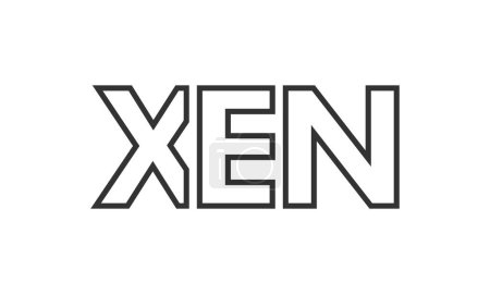 Ilustración de Plantilla de diseño de logotipo XEN con texto en negrita fuerte y moderno. Logotipo vectorial inicial basado en tipografía simple y mínima. Identidad de empresa de moda. - Imagen libre de derechos