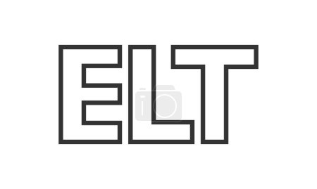 Ilustración de Plantilla de diseño de logotipo ELT con texto en negrita fuerte y moderno. Logotipo vectorial inicial basado en tipografía simple y mínima. Identidad de empresa de moda. - Imagen libre de derechos