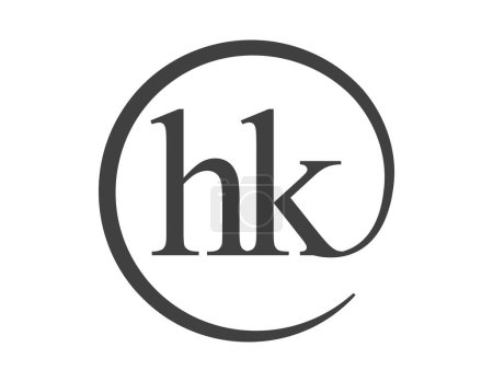 HK-Logo aus zwei Buchstaben mit kreisförmigem E-Mail-Zeichen-Stil. H und K rundes Firmenlogo