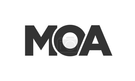 MOA Logo-Design-Vorlage mit starkem und modernem fettem Text. Initial basierte Vektorlogos mit einfacher und minimaler Typografie. Trendige Unternehmensidentität.