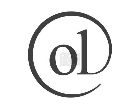 OL-Logo aus zwei Buchstaben mit kreisförmigem E-Mail-Zeichen-Stil. O und L rundes Firmenlogo