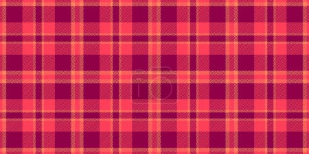 Illustration for Uk tartan plaid check, furniture textile seamless texture. Skirt fabric vector background pattern in red and pink color. - Royalty Free Image