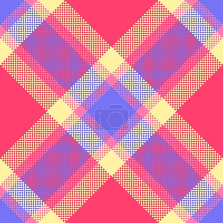 Illustration for Proud check fabric plaid, youth pattern vector texture. Mix seamless tartan background textile in red and yellow colors. - Royalty Free Image