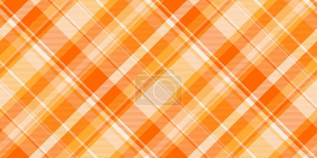 Sofá de tela sin costura a cuadros, tartán patrón de textura étnica. Madre vector de fondo comprobar la tela en color brillante y naranja.