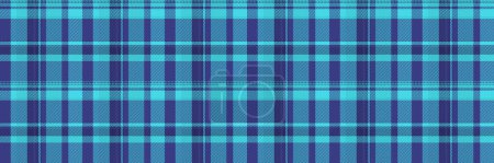 Illustration for Seasonal vector plaid check, birthday card textile fabric pattern. Herringbone seamless tartan background texture in blue and cyan color. - Royalty Free Image