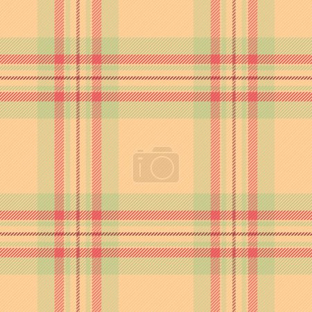 Illustration for Geometrical texture seamless vector, relief fabric pattern plaid. Top check background textile tartan in orange and red color. - Royalty Free Image
