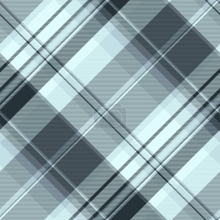 Illustration for Faded seamless plaid pattern, christmas ornament background tartan texture. Cut out vector fabric check textile in pastel and light cyan colors. - Royalty Free Image