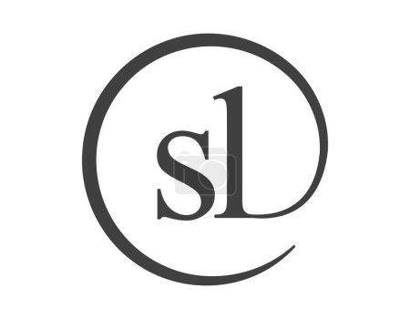 Logotipo SL de dos letras con forma de círculo estilo de signo de correo electrónico. Logotipo redondo S y L de la empresa