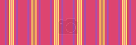 Illustration for Silk textile stripe background, geometrical texture vertical pattern. Customized lines fabric vector seamless in purple and atomic tangerine color. - Royalty Free Image