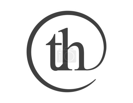 TH-Logo aus zwei Buchstaben mit kreisförmigem E-Mail-Zeichen-Stil. T und H rundes Firmenlogo