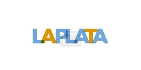 La Plata in the Argentina emblem for print and web. Design features geometric style, vector illustration with bold typography in modern font. Graphic slogan lettering isolated on white background.