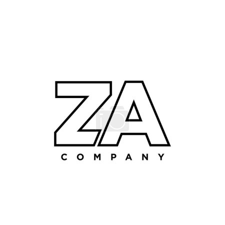 Ilustración de Letra de moda Z y A, plantilla de diseño de logotipo ZA. Logotipo inicial monograma mínimo basado en la identidad de la empresa. - Imagen libre de derechos