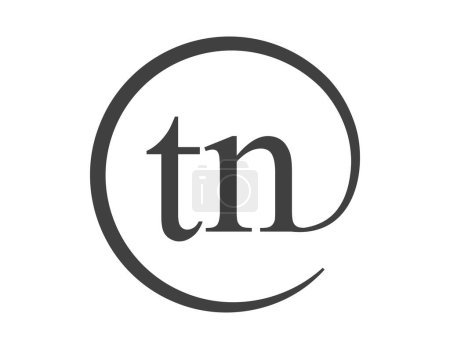 TN logo from two letter with circle shape email sign style. T and N round logotype of business company