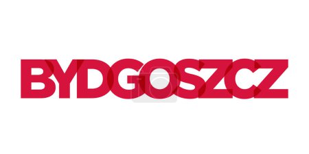 Bydgoszcz in the Poland emblem for print and web. Design features geometric style, vector illustration with bold typography in modern font. Graphic slogan lettering isolated on white background.