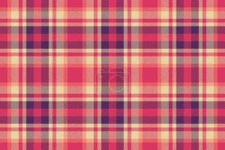 Fabric texture pattern of textile seamless vector with a tartan check background plaid in red and amber colors.